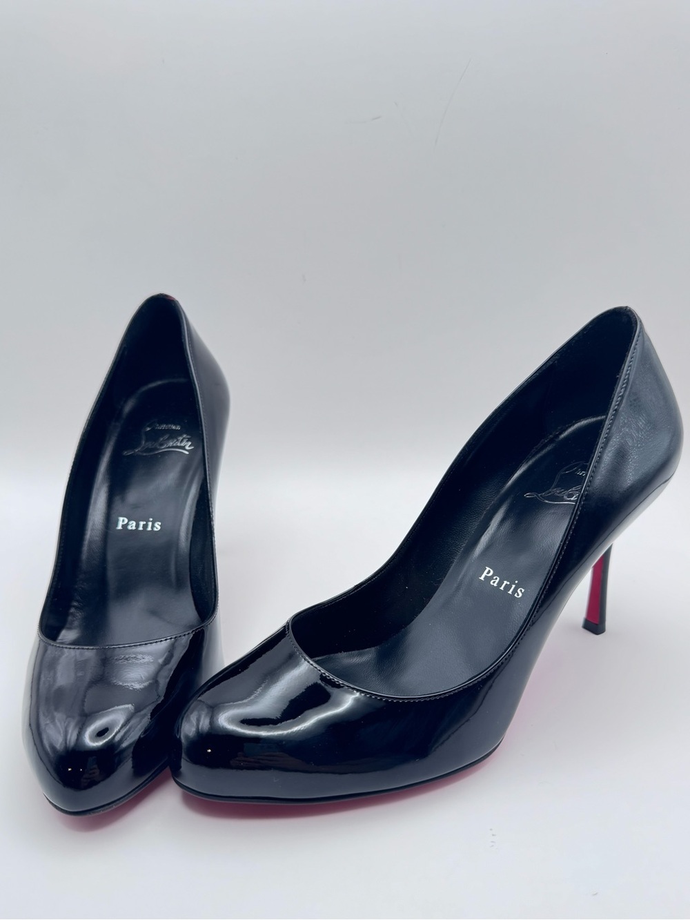 Christian Louboutin Dolly Pump 85 Black Patent Red Sole Heels EU 36.5